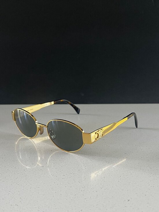 CELINE CL40235U Triomphe Metal 01 oval GOLD  sunglasses main image 11